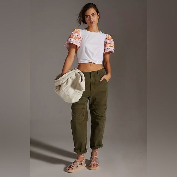 Anthropologie | Dolan Embroidered-Sleeve Twist Top | NWT! - Picture 1 of 10